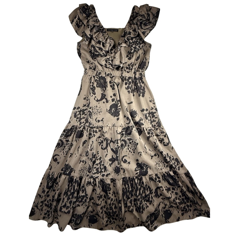 Endless Rose Maxi Dress Sz L Green/Brown Ruffle Tiered Whimsy Goth Boho Feminine